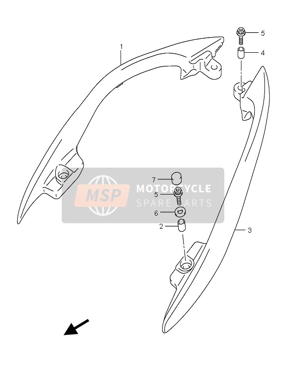 Suzuki AN400(S) BURGMAN 2005 Pillion Rider Handle (Lato) per un 2005 Suzuki AN400(S) BURGMAN